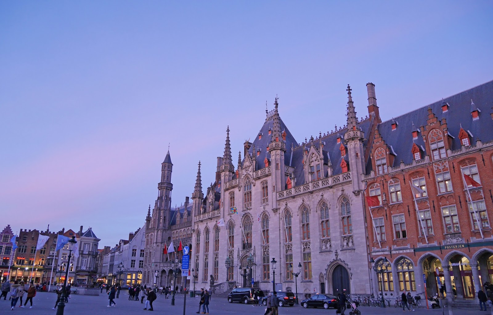 Bruges Market Square at sunset
