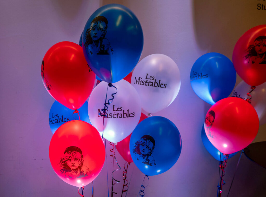 Les Misérables balloons inside The Marlowe Theatre's foyer, Canterbury