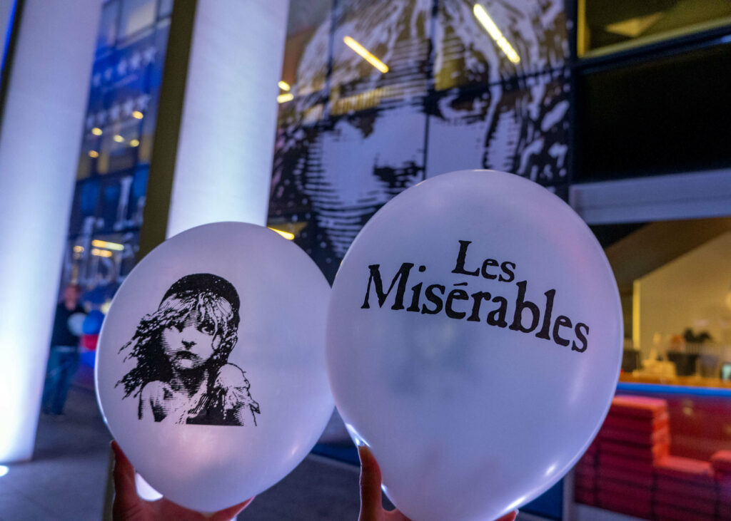 Les Misérables balloons outside of The Marlowe Theatre, Canterbury