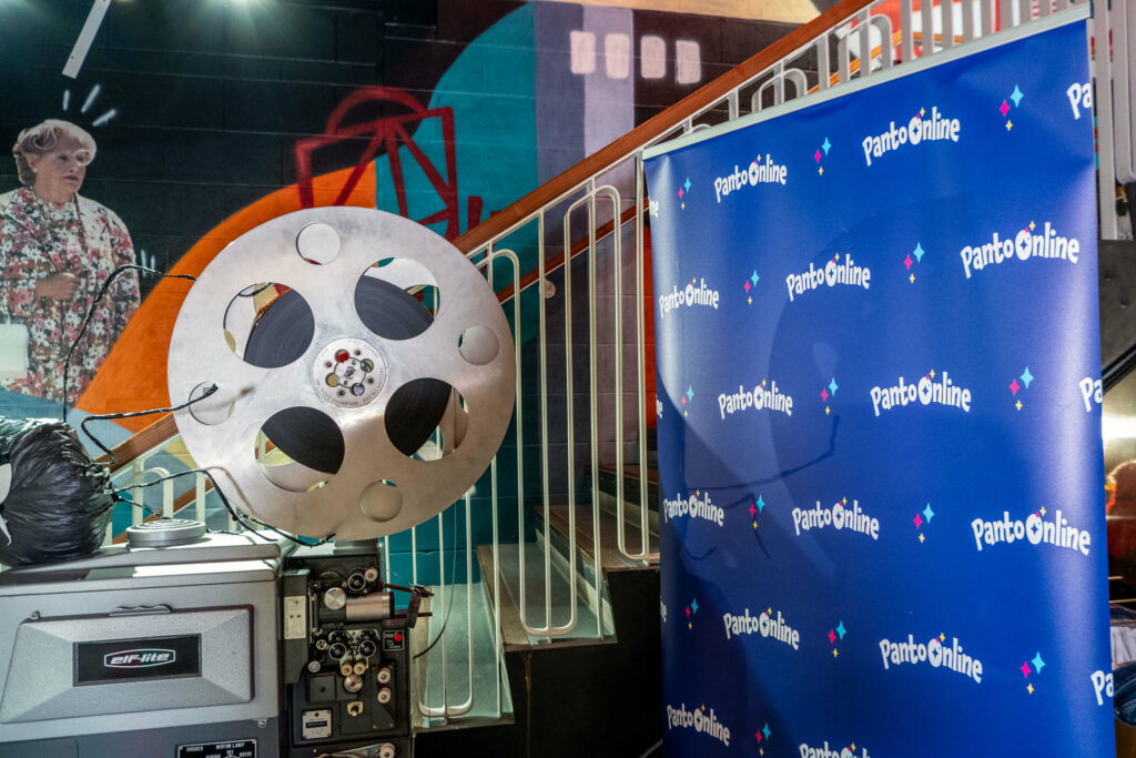 Panto Online backdrop and props at the Everyman Cinema in Broadgate, London