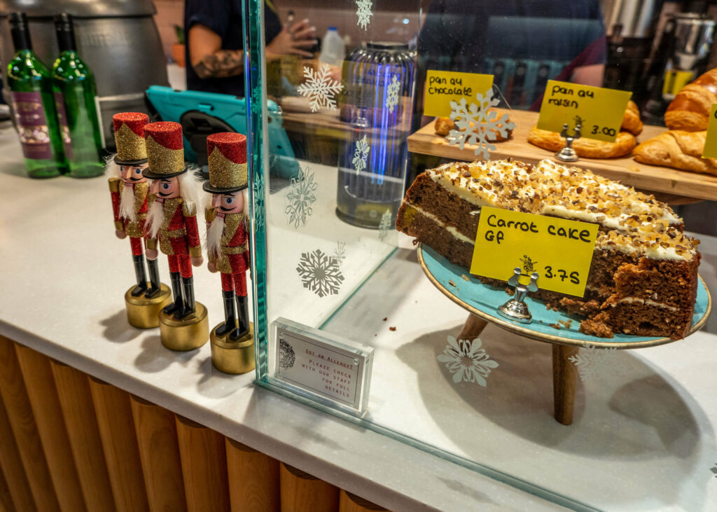 Cake display at Lost Sheep Coffee & Kitchen in Canterbury, Kent