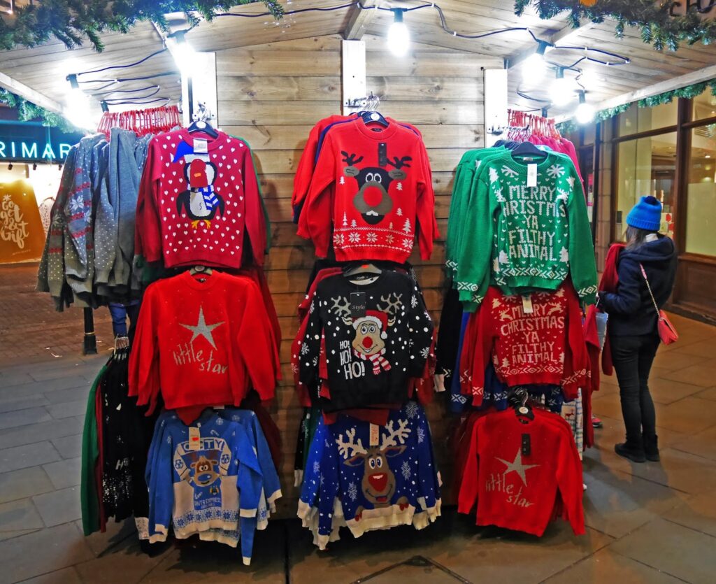 Christmas jumper stall at the 2016 Canterbury Christmas Market