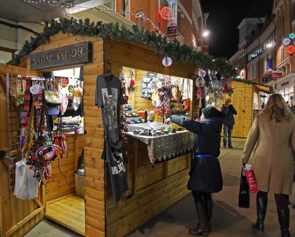 Festive market stall at the 2016 Canterbury Christmas Market