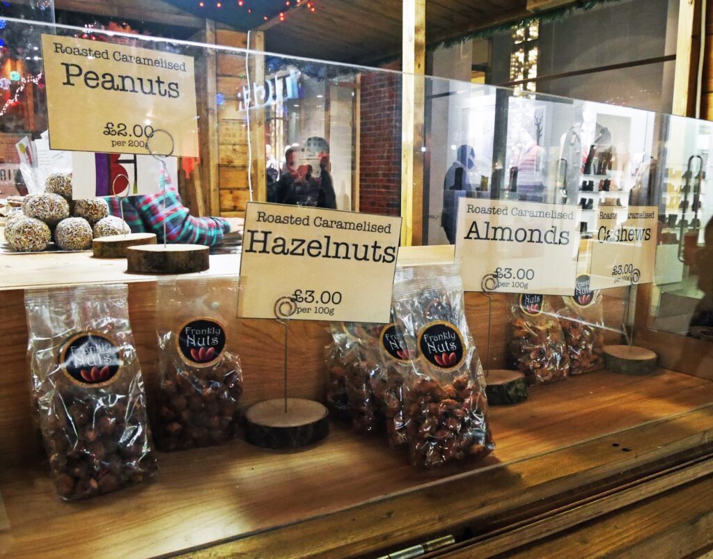 Frankly Nuts stall at the 2016 Canterbury Christmas Market