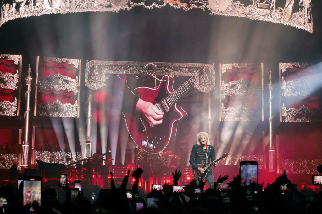Queen + Adam Lambert performing at the WiZink Center in Madrid, Spain
