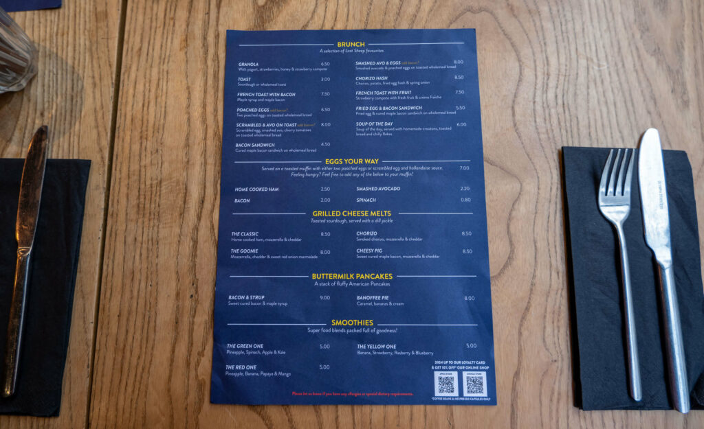 Lost Sheep Coffee & Kitchen winter food menu, Canterbury