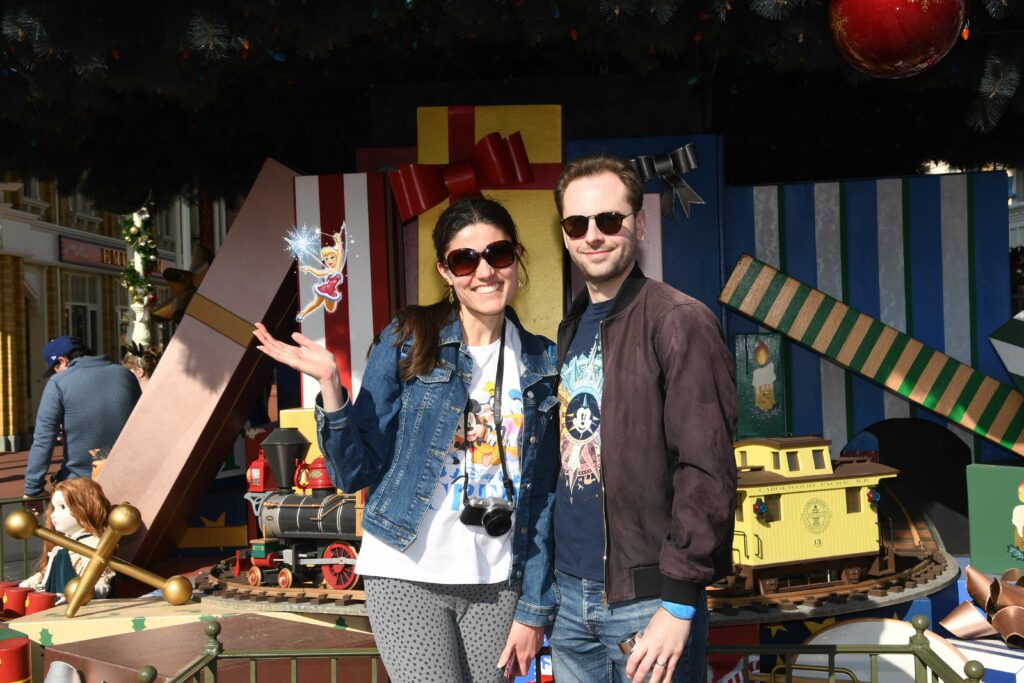 A Disney Photo Pass magic shot taken during the festive season at Walt Disney World