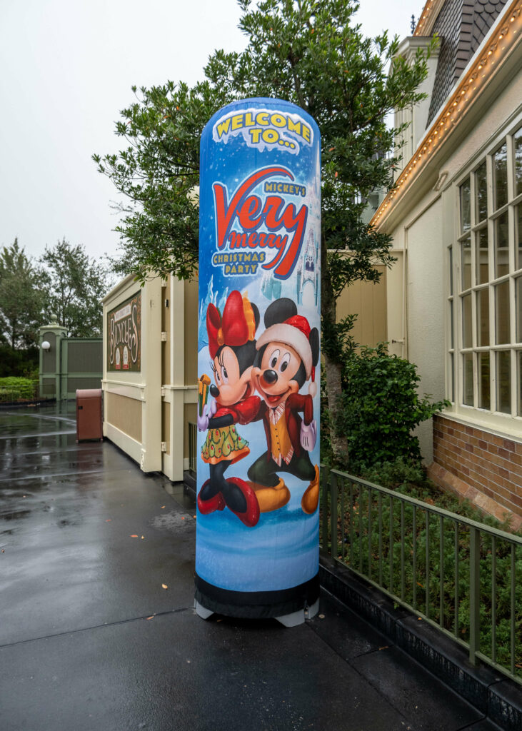 Mickey's Very Merry Christmas Party banner at the Magic Kingdom, Walt Disney World