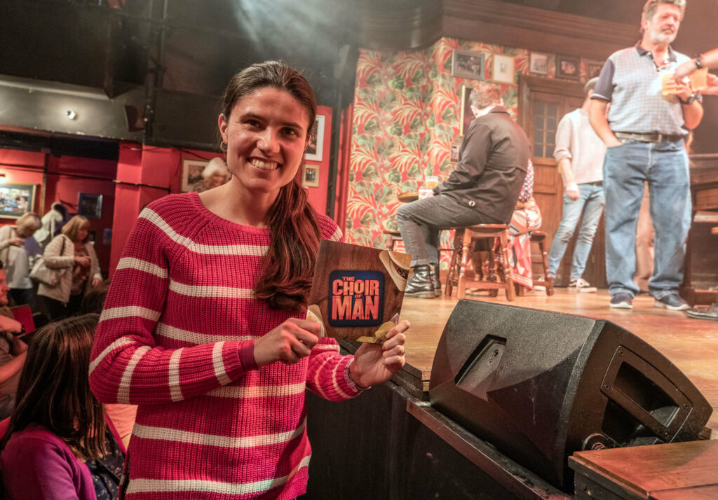 Kat Masterson watching The Choir of Man at The Arts Theatre in London