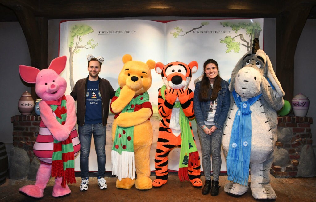 Meeting the four main Winnie the Pooh characters at Mickey's Very Merry Christmas Party