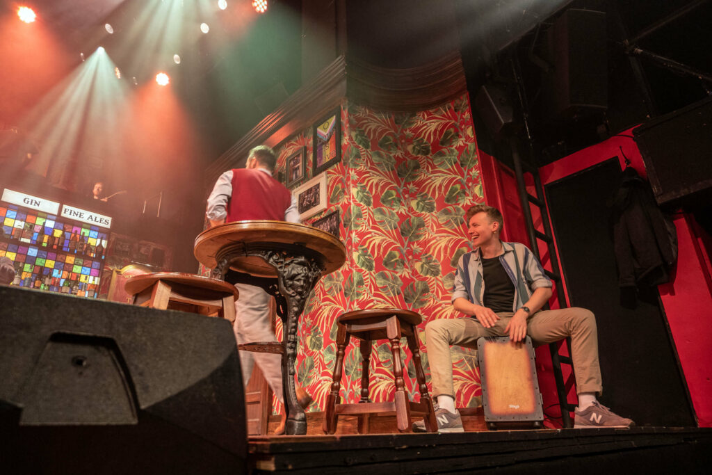 The Choir of Man cast before a performance at The Arts Theatre in London