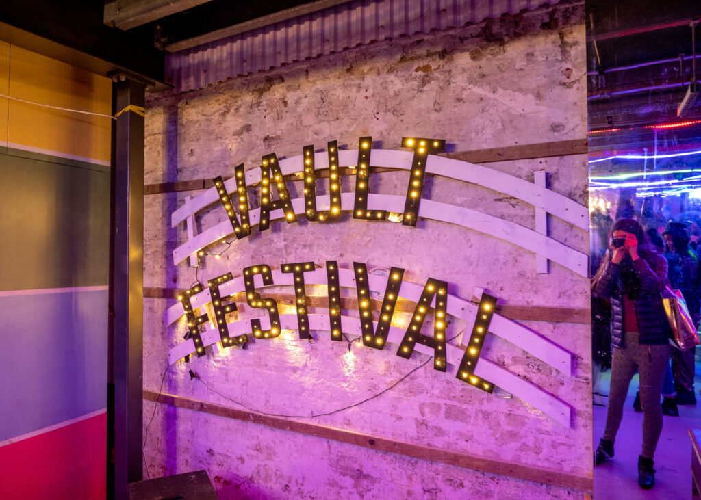 VAULT Festival light-up sign, London