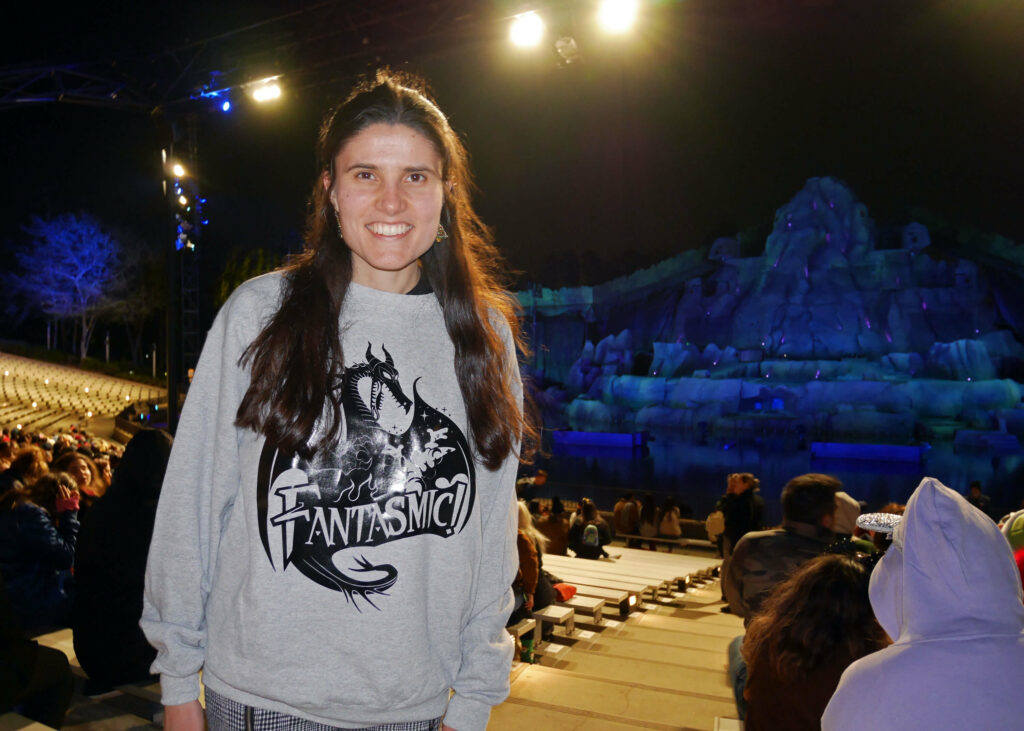 Kat Masterson watching Fantasmic! at Disney's Hollywood Studios theme park