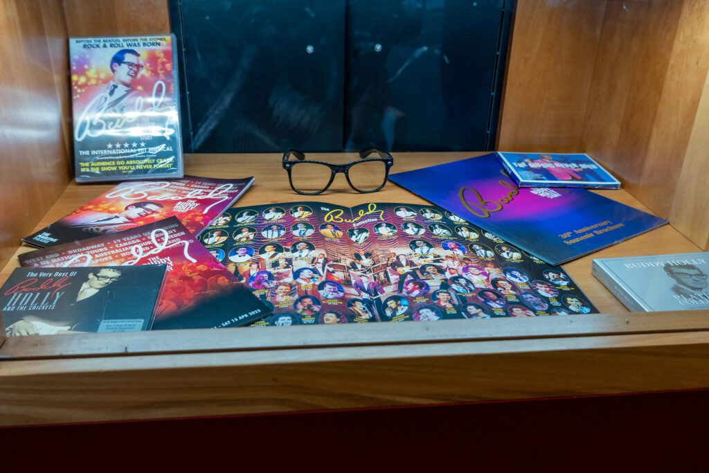 Buddy: The Buddy Holly Story merchandise at The Marlowe Theatre, Canterbury