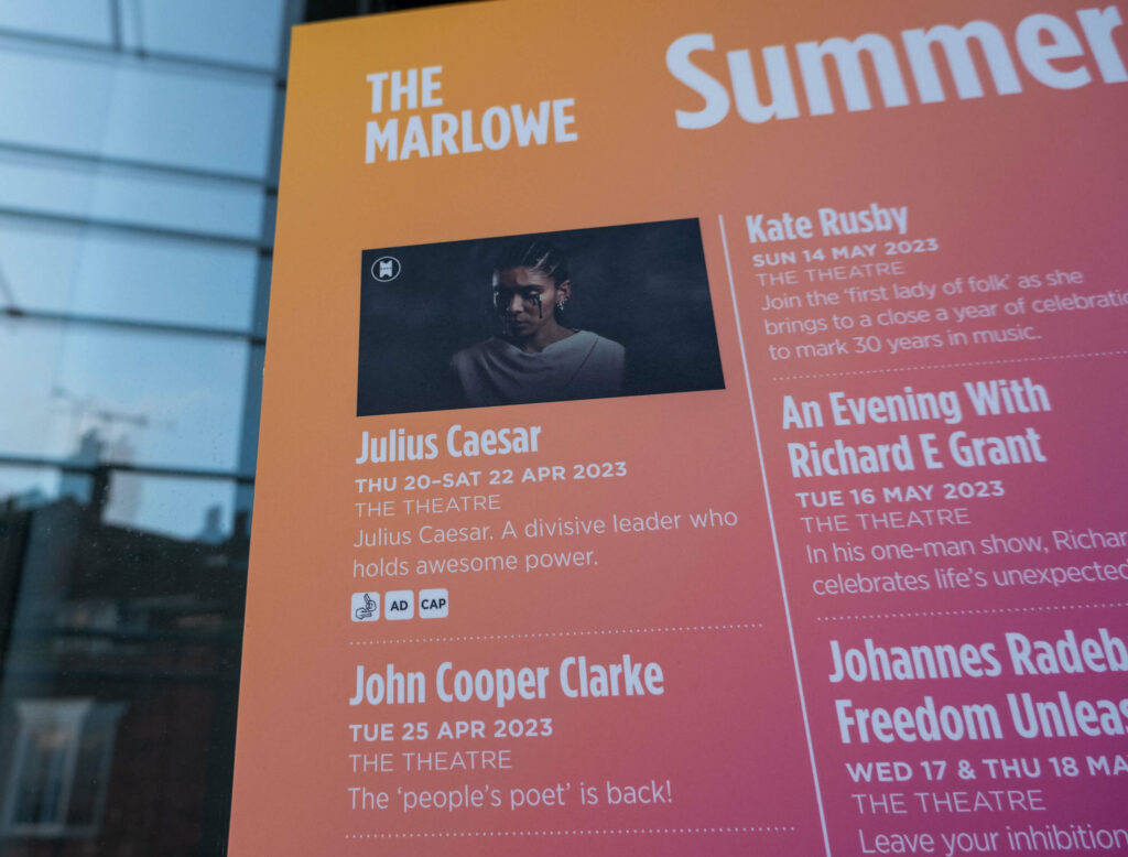 The RSC's Julius Caesar on The Marlowe Theatre's summer season poster