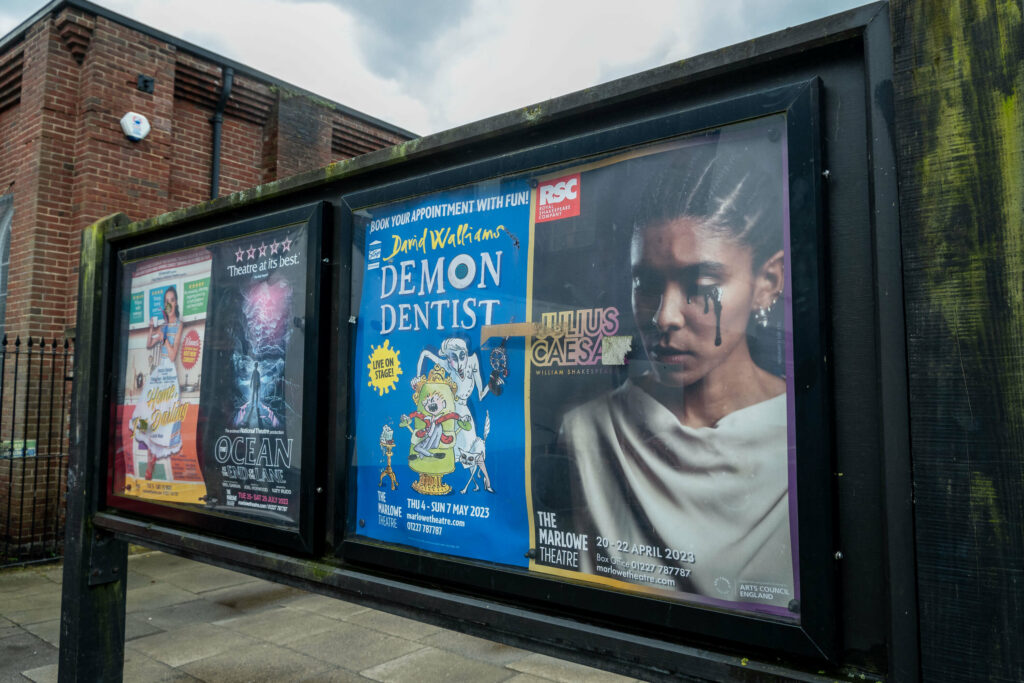 Promotional poster for the RSC's Julius Caesar in Canterbury city centre