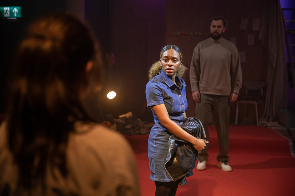 Betty (Jennie Eggleton), Naomi (Jahmila Heath) and Alex (Charlie Cassen) in a production photo for Dream School at The Space Theatre