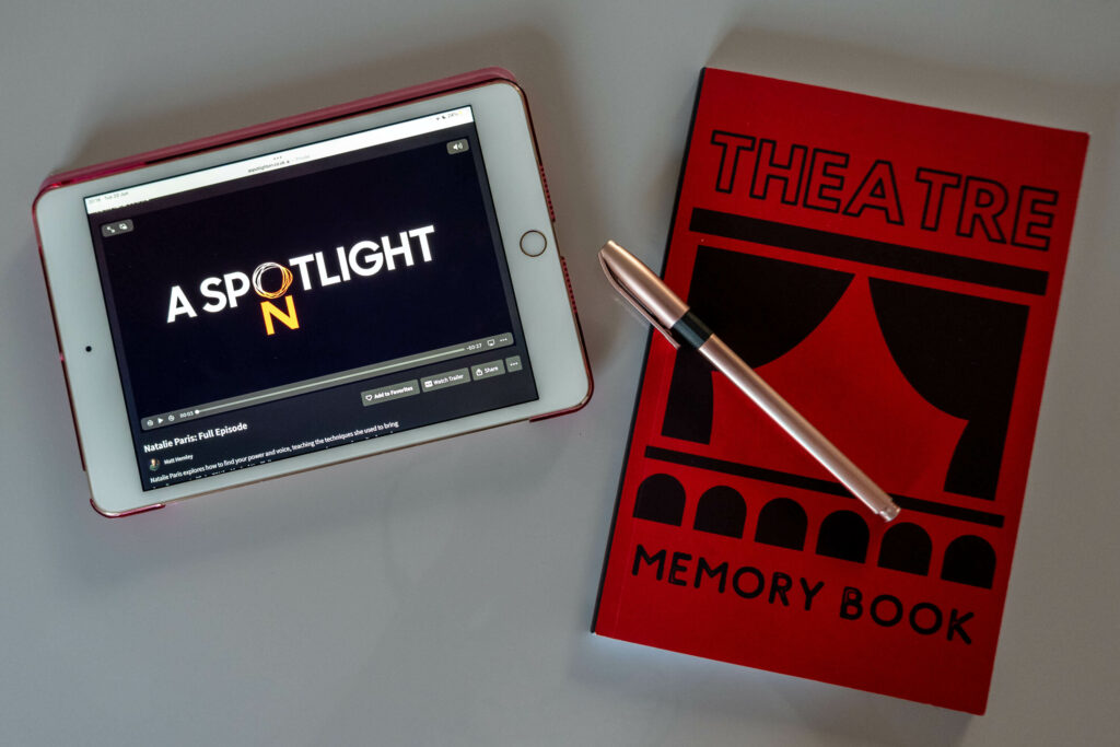 A Spotlight On: a theatre-themed video streaming service displayed on Kat Masterson's iPad