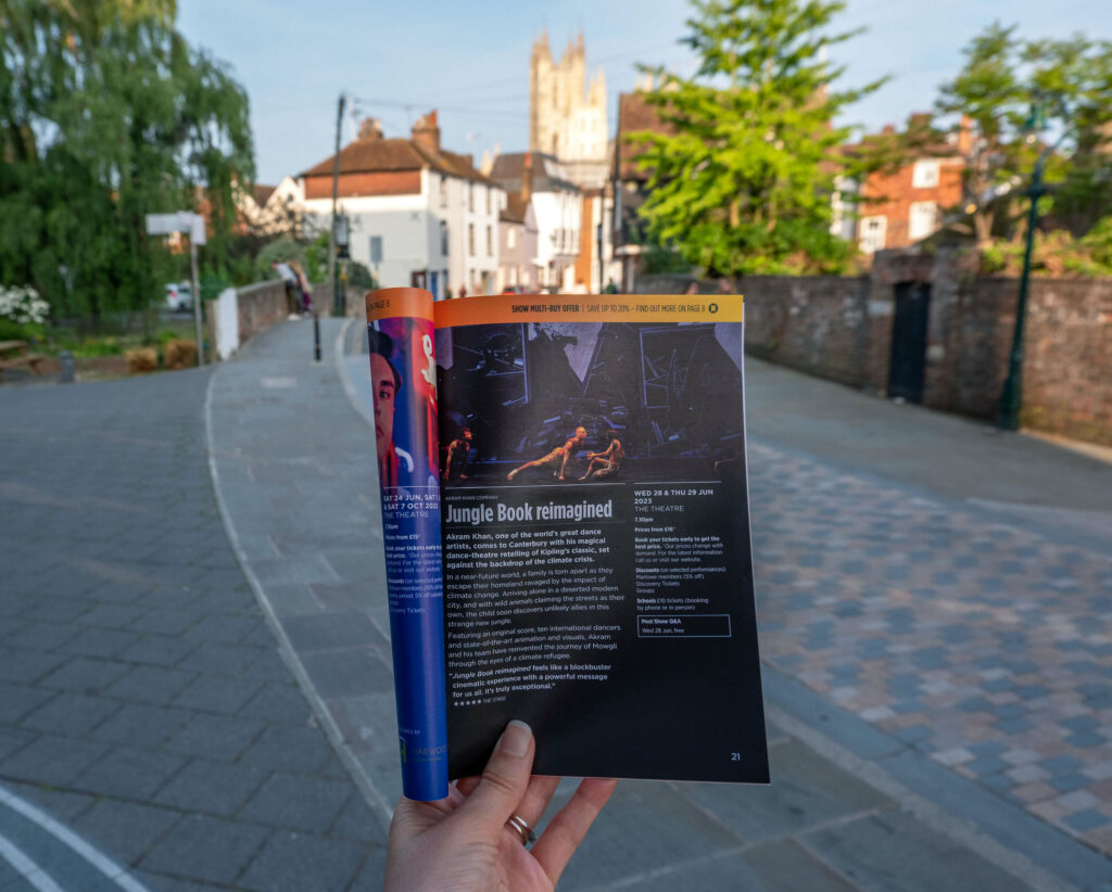 Jungle Book reimagined featured in the Marlowe Theatre's summer season brochure near Canterbury Cathedral