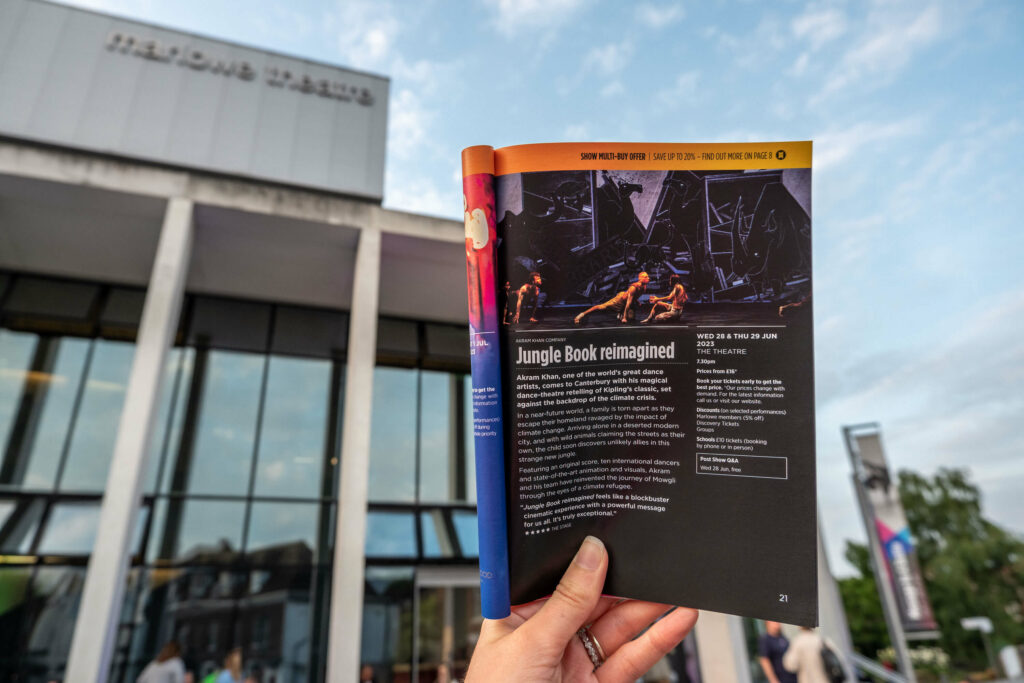 Jungle Book reimagined featured in the Marlowe Theatre's summer season brochure outside the theatre