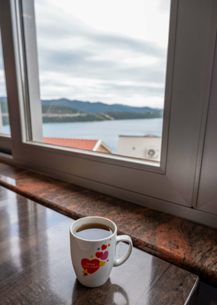 Tea at our coffee stop in Neum, Bosnia and Herzegovina