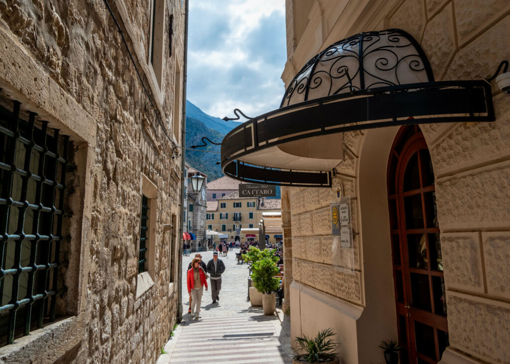 Narrow alleyways of Kotor old town in Montenegro