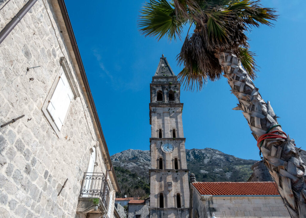 Perast clock tower in Montenegro