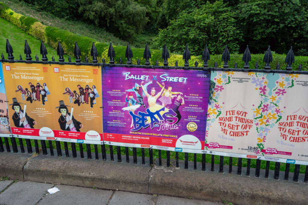 Beats on Pointe promotional poster near The Mound in George Square, Edinburgh