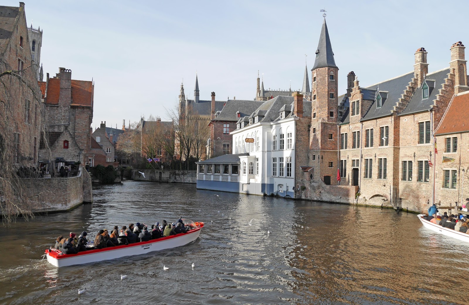 Bruges architecture and the canal running through the city