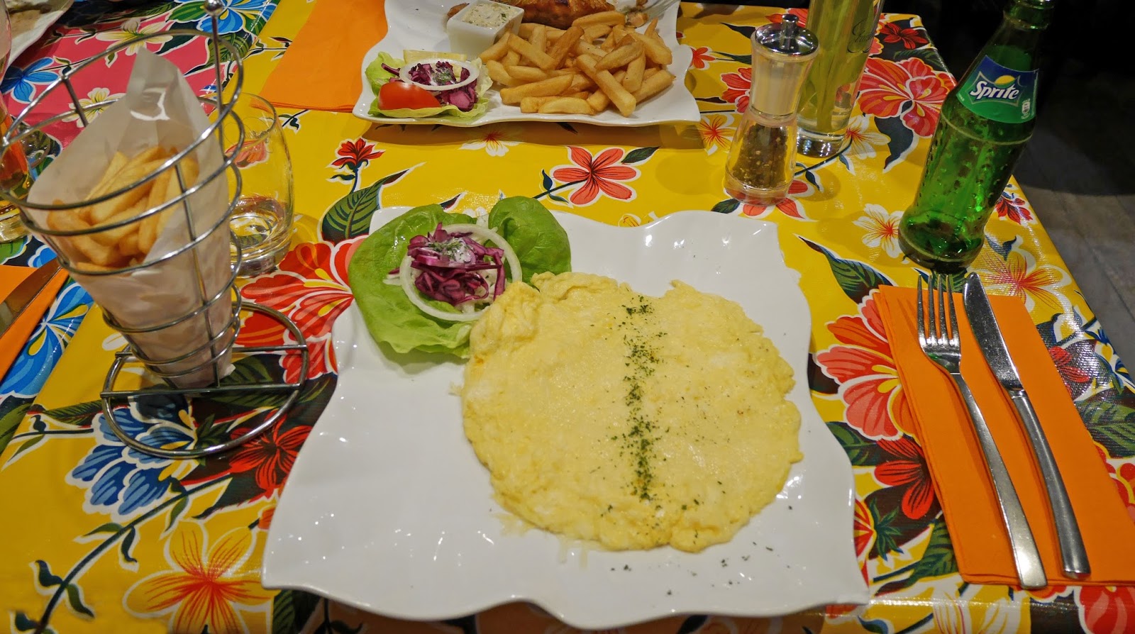 Omelette and fries for dinner at Arthie's Restaurant, Bruges