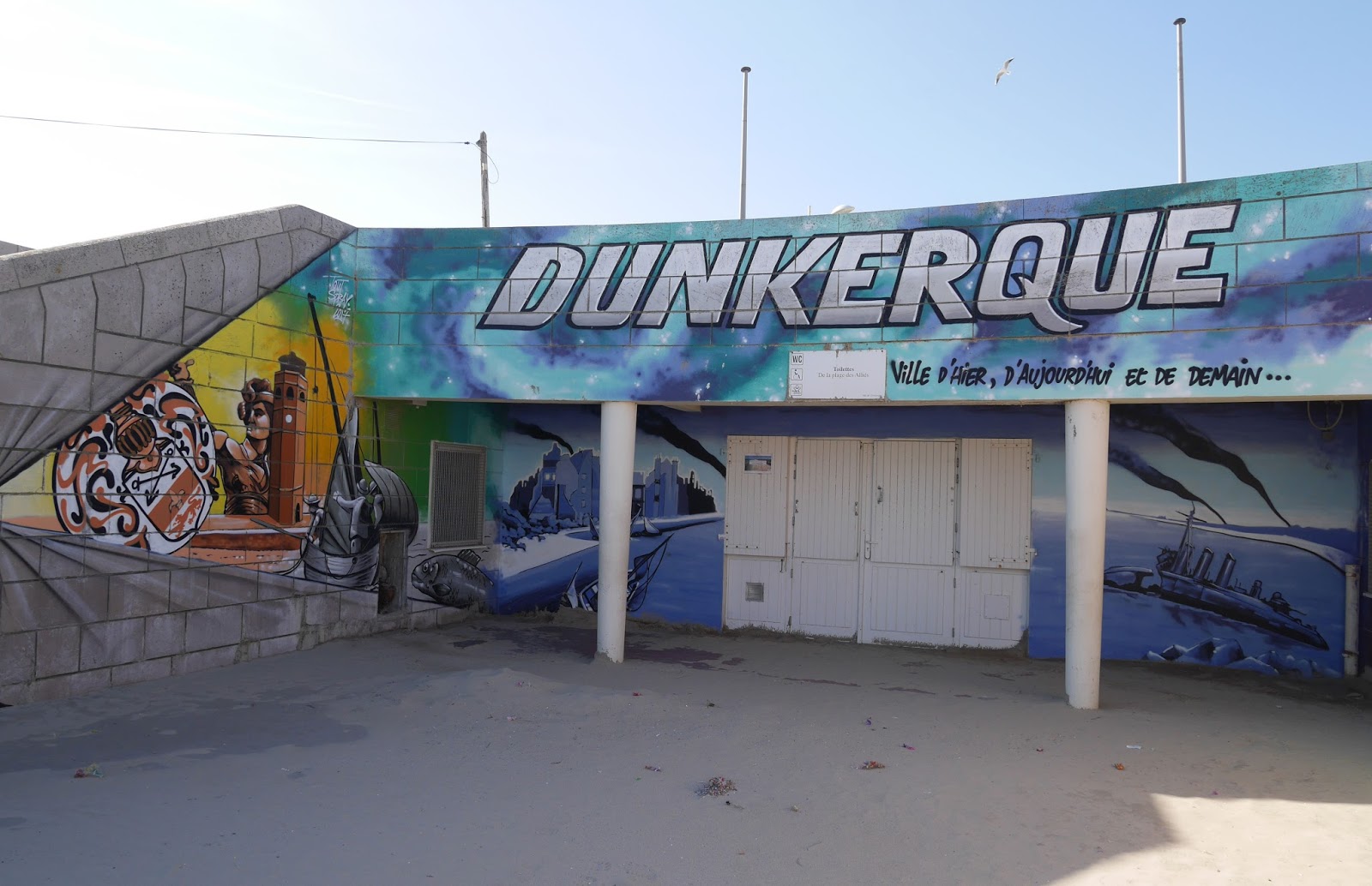 Street art on the beach at Dunkirque, France