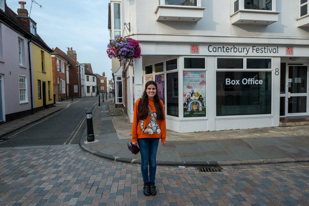 Kat Masterson outside the Canterbury Festival Box Office