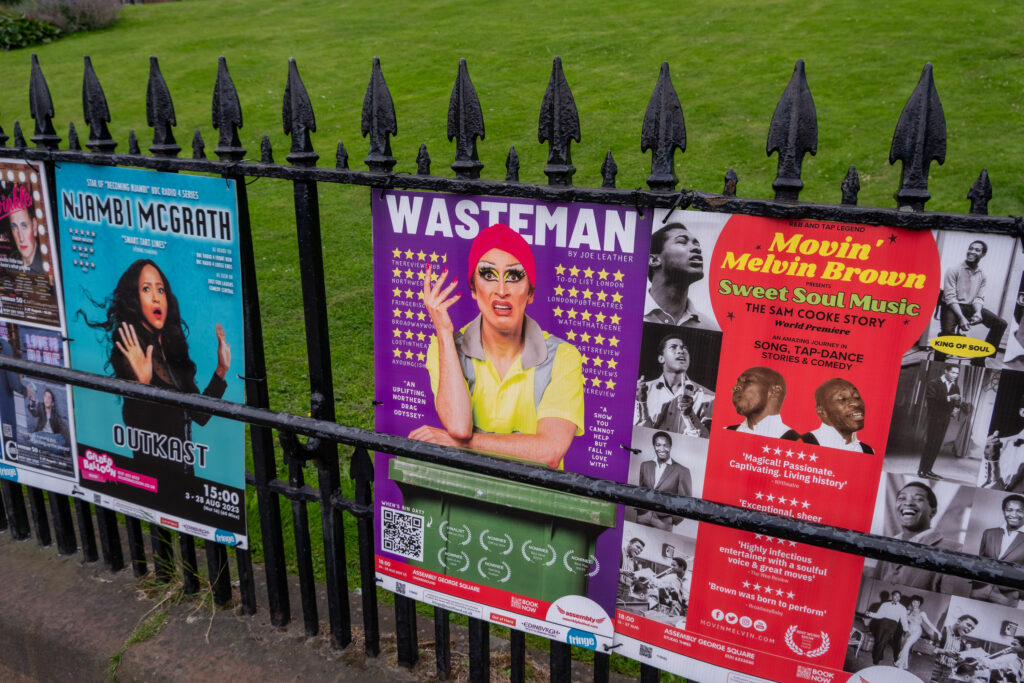 Wasteman poster on the Mound in Edinburgh city centre, Edinburgh Fringe