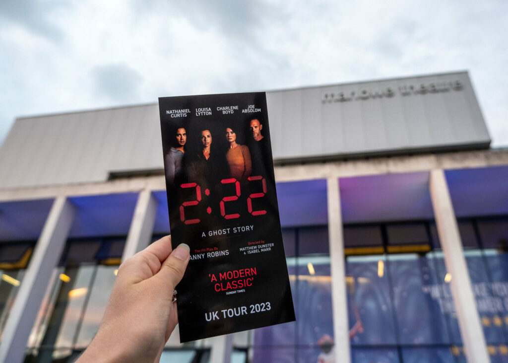 2:22 A Ghost Story leaflet in front of The Marlowe Theatre, Canterbury