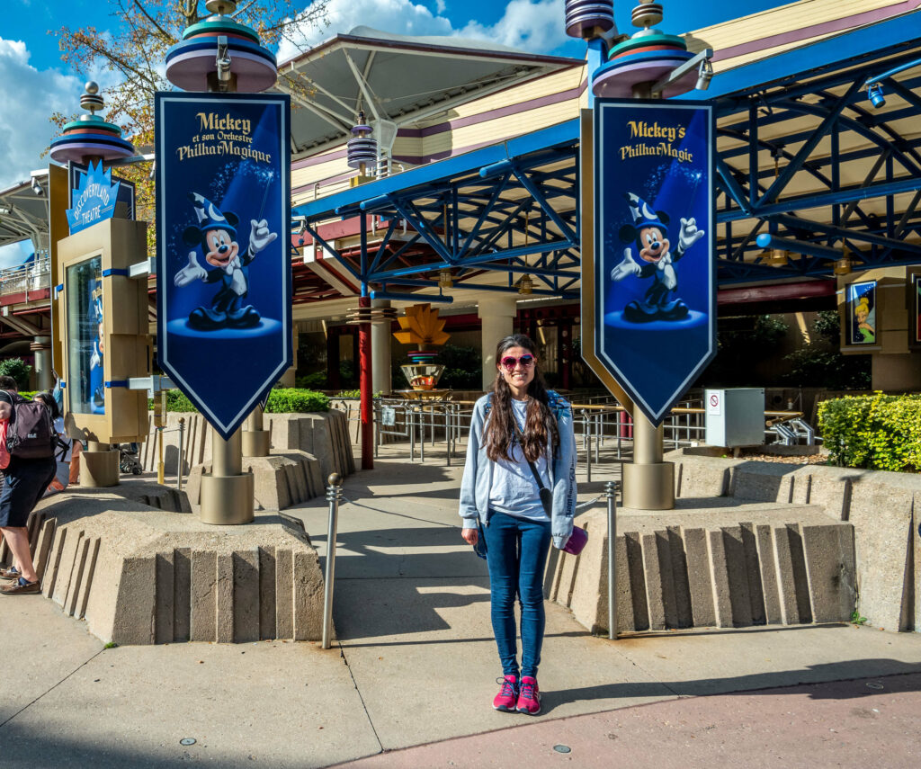 Kat Masterson outside the theatre for Mickey’s PhilharMagic, Disneyland Paris