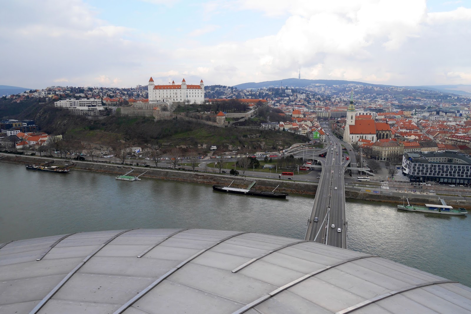Views of the Old Town from Bratislava's UFO Tower Observation Deck