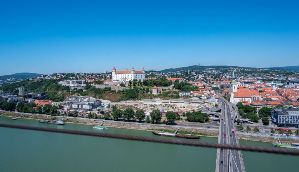 Views of Bratislava, Slovakia from the top of the UFO Tower