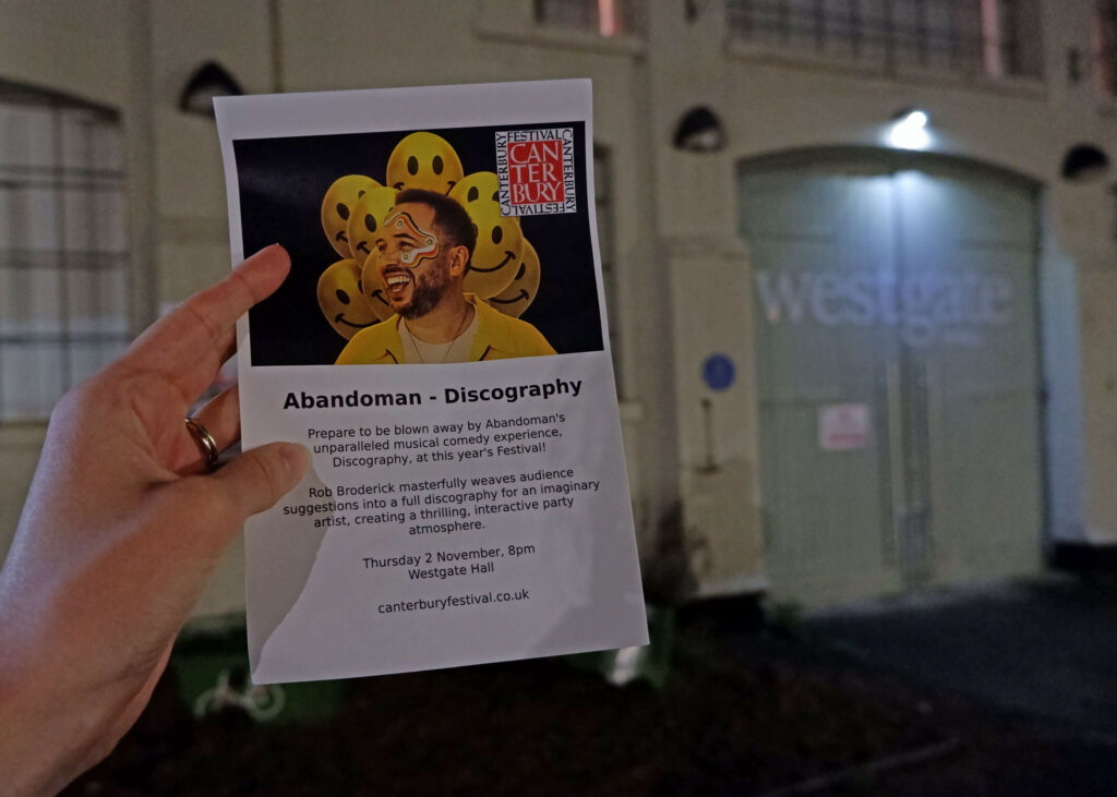 Abandoman leaflet outside the Westgate Hall, Canterbury