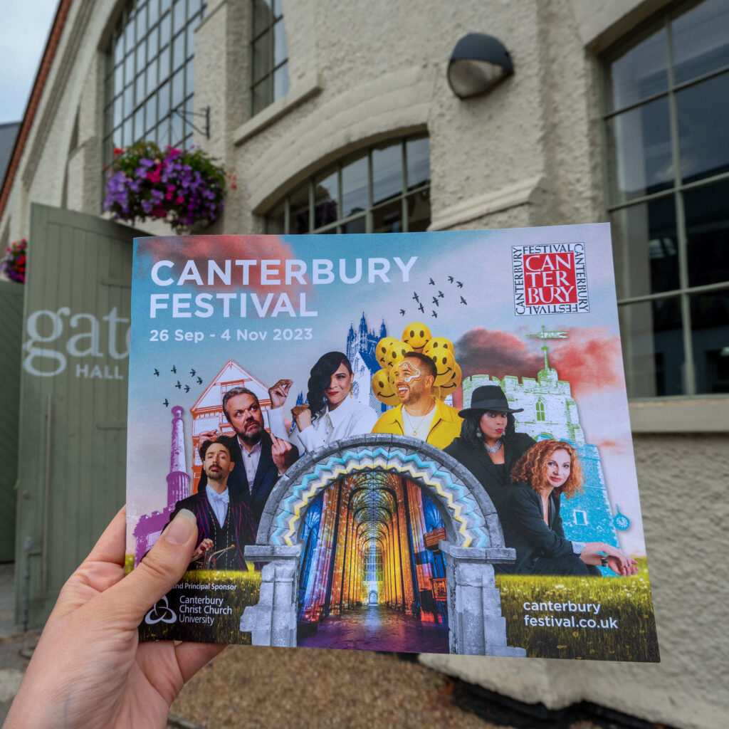 Canterbury Festival programme outside the Westgate Hall featuring Abandoman