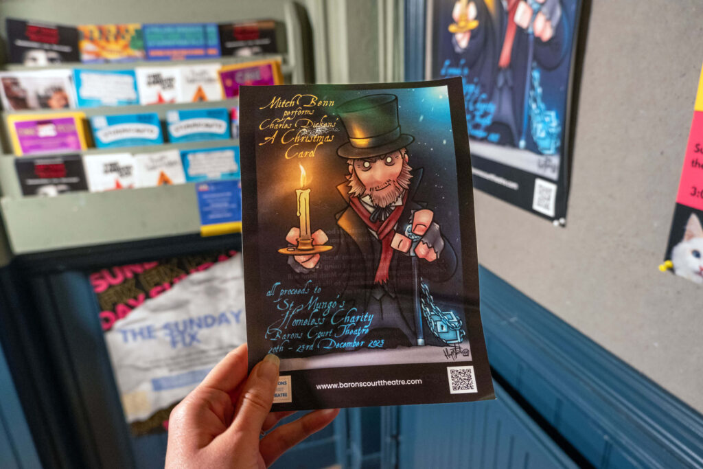 A Christmas Carol leaflet at Barons Court Theatre, London
