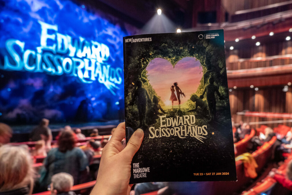 Sir Matthew Bourne's Edward Scissorhands programme in front of the stage at The Marlowe Theatre, Canterbury