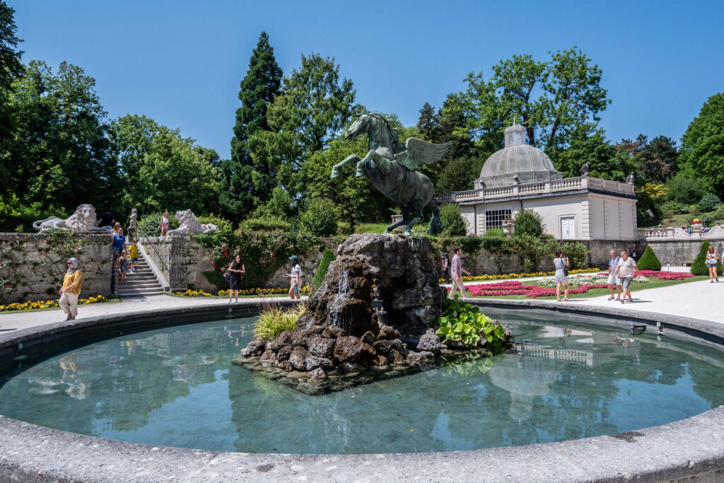 The Mirabell Gardens fountain in Salzburg, Austria