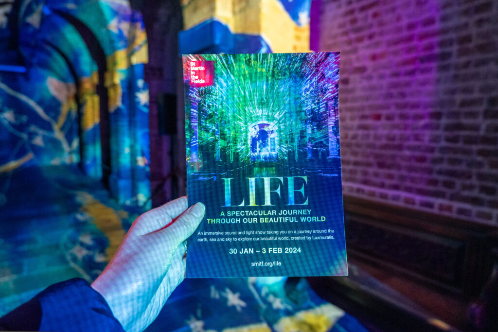 Life by Luxmuralis at St Martin-in-the-Fields, London