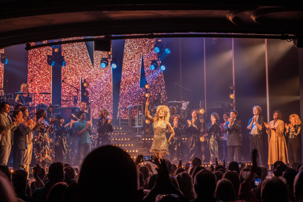 Karis Anderson in the finale for TINA: The Tina Turner Musical at the Aldwych Theatre, London