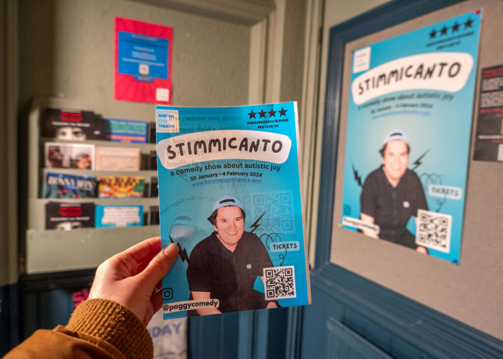 Stimmicanto leaflet and poster at Barons Court Theatre, London