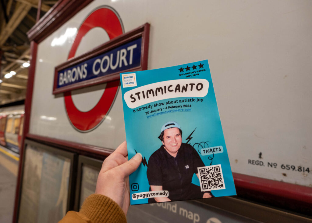 Stimmicanto leaflet at Barons Court tube station, London