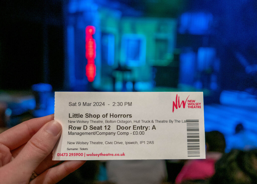 Ticket for Little Shop of Horrors at the New Wolsey Theatre, Ipswich