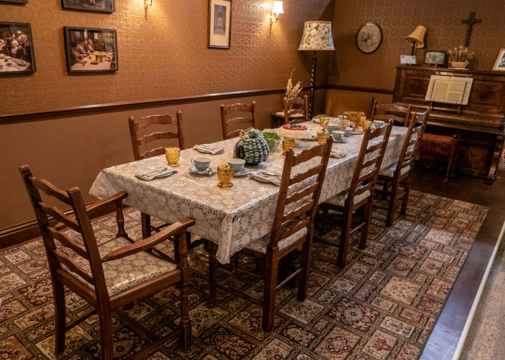 Dining table at Nonnatus House - Call the Midwife Official Location Tour at the Historic Dockyard in Chatham, Kent