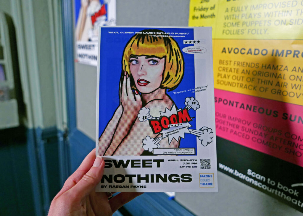 Sweet Nothings leaflet at Barons Court Theatre, London