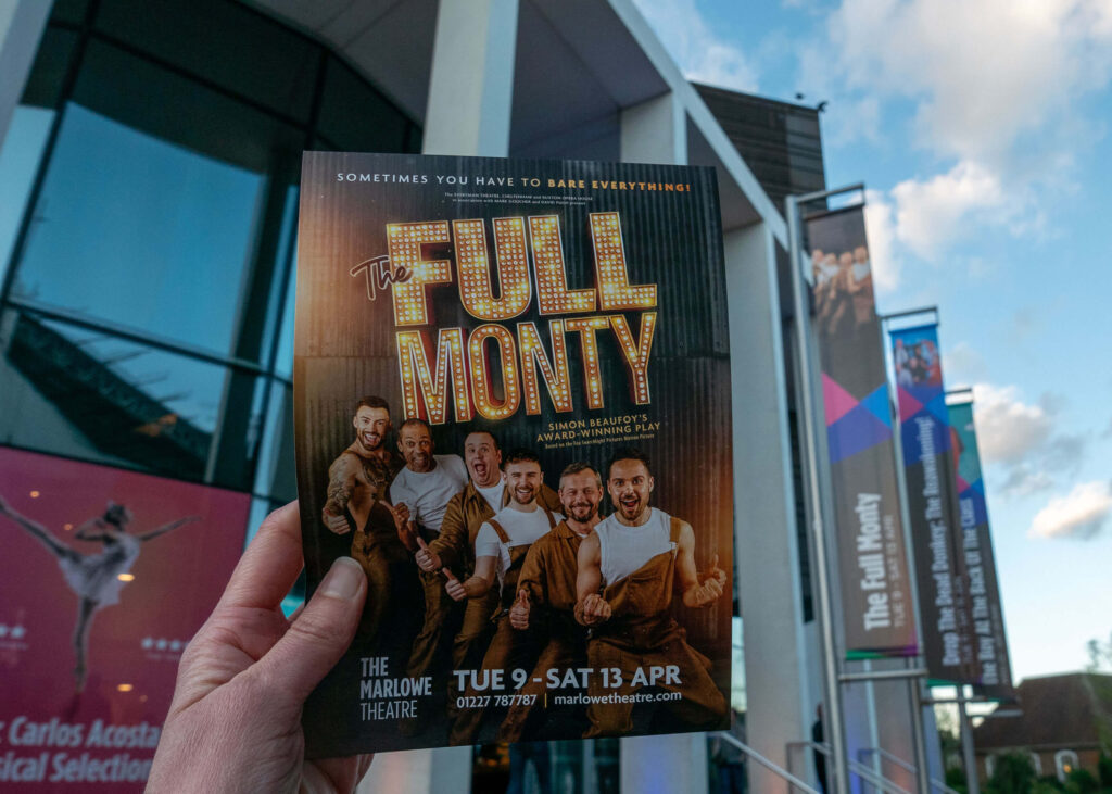 The Full Monty leaflet outside The Marlowe Theatre, Canterbury